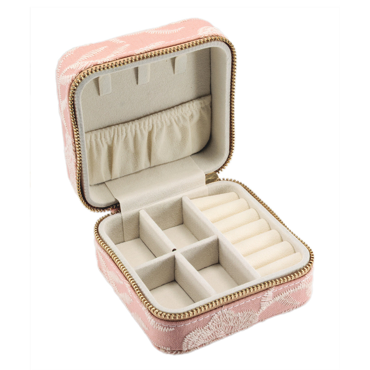 Evolution Eyes Travel Jewelry Case Floral Pink