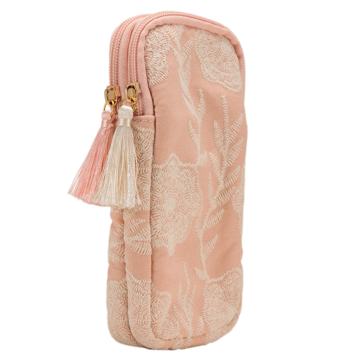 Evolution Eyes Travel Double Pocket Quilt Case Pale Pink Floral