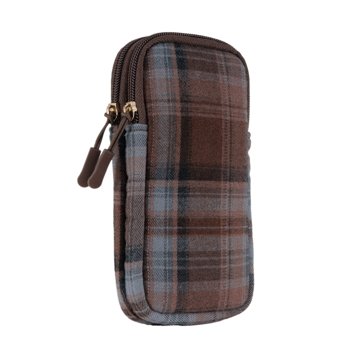 Evolution Eyes Travel Double Pocket Plaid Case Brown & Blue